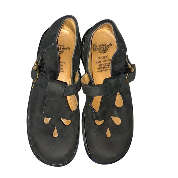 Vintage 90s Dr. Martens Mary Jane Nubuck Strap Shoes England Size 4 AW 004 - Picture 1 of 10